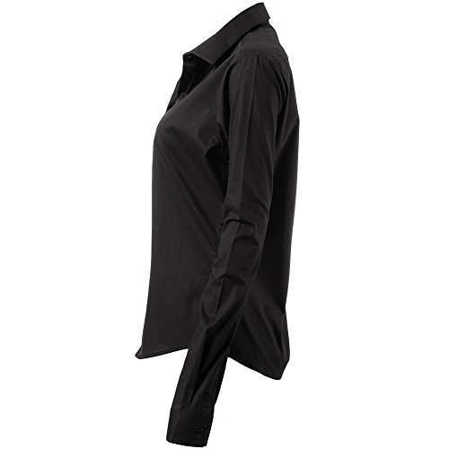 INFLATION Camisa de Vestir Elástica Mujer, diseño clásico Trabajo/Reunion/Ceremonia/Boda/Fiesta/Ocasiones Formales/Casuales, Negro, Cuello 40CM, Pecho 108CM