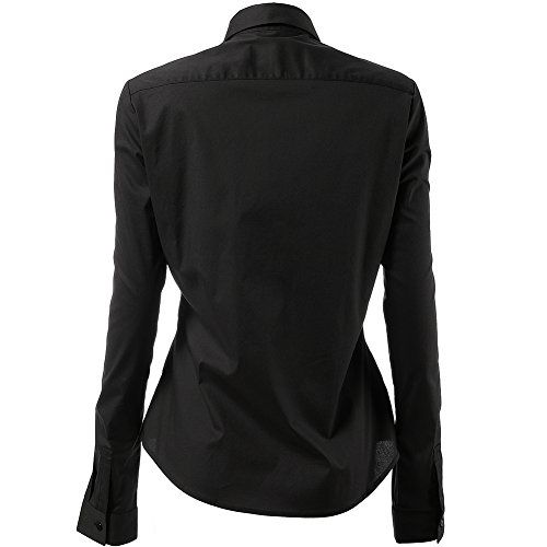 INFLATION Camisa de Vestir Elástica Mujer, diseño clásico Trabajo/Reunion/Ceremonia/Boda/Fiesta/Ocasiones Formales/Casuales, Negro, Cuello 40CM, Pecho 108CM