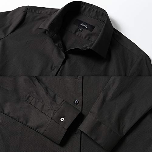 INFLATION Camisa de Vestir Elástica Mujer, diseño clásico Trabajo/Reunion/Ceremonia/Boda/Fiesta/Ocasiones Formales/Casuales, Negro, Cuello 40CM, Pecho 108CM