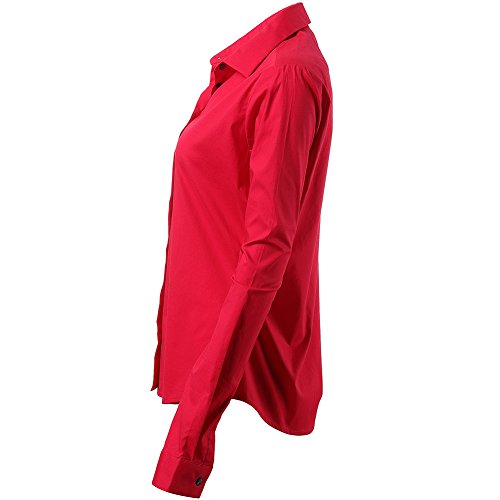 INFLATION Camisa de Vestir Elástica Mujer, diseño clásico Trabajo/Reunion/Ceremonia/Boda/Fiesta/Ocasiones Formales/Casuales, Rojo, Cuello 46CM, Pecho 132CM