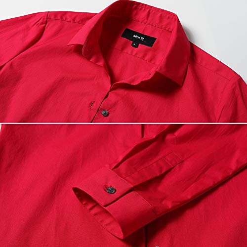 INFLATION Camisa de Vestir Elástica Mujer, diseño clásico Trabajo/Reunion/Ceremonia/Boda/Fiesta/Ocasiones Formales/Casuales, Rojo, Cuello 46CM, Pecho 132CM
