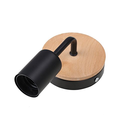 Injuicy Moderno Led Metal Hierro Apliques de Pared Lámparas Madera de Pared Adecuado Bañadores Focos para la Pared para Cabecera Dormitorio Sala Pasillo Entrada Restaurante (Negro)