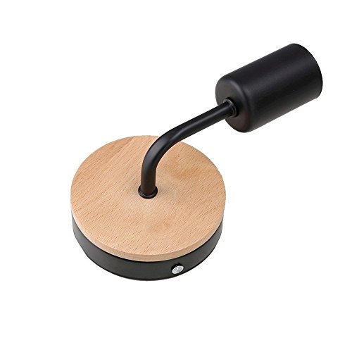 Injuicy Moderno Led Metal Hierro Apliques de Pared Lámparas Madera de Pared Adecuado Bañadores Focos para la Pared para Cabecera Dormitorio Sala Pasillo Entrada Restaurante (Negro)