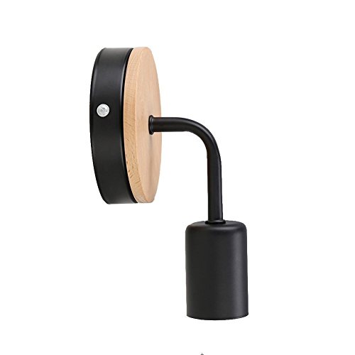 Injuicy Moderno Led Metal Hierro Apliques de Pared Lámparas Madera de Pared Adecuado Bañadores Focos para la Pared para Cabecera Dormitorio Sala Pasillo Entrada Restaurante (Negro)
