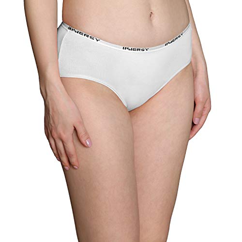 INNERSY Bragas Mujer Culotte de Algodón Braguitas Ropa Interior Cómoda y Sexy Pack de 6 (S-EU 38, 2Negro+2Blanco+2Gris)