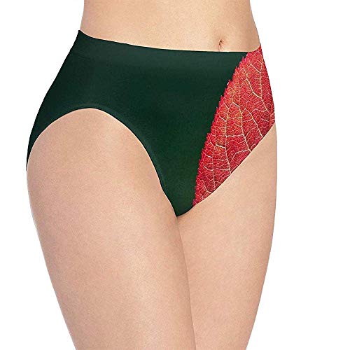 Intimo Donna One Piece Red Leaves Customized Bikini Slip Hipster Panty, L