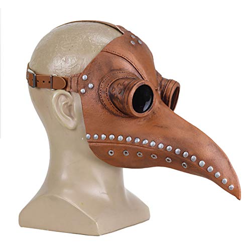 INTVN Máscara Halloween, 1 Pcs Plague Doctor Bird Head Mask Cuero de PU Nariz Larga de pájaro Halloween Props Disfraz Steampunk Látex Máscara Negra, para Hombre Mujer