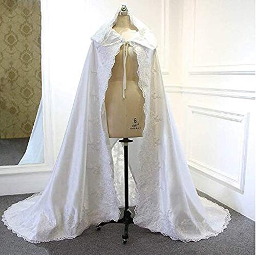 Invierno cálido señoras Paquete de Boda Capa Larga Novia con Capucha Capa Capa (Blanco)