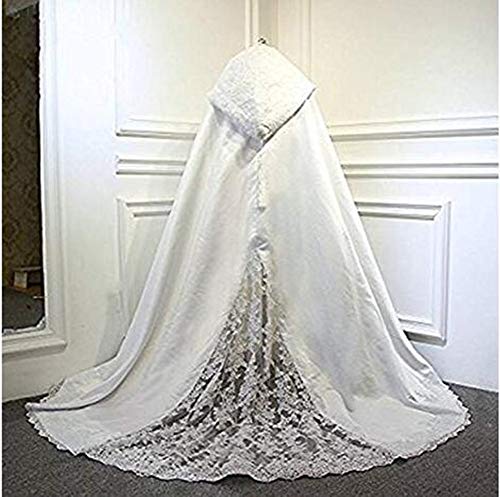 Invierno cálido señoras Paquete de Boda Capa Larga Novia con Capucha Capa Capa (Blanco)