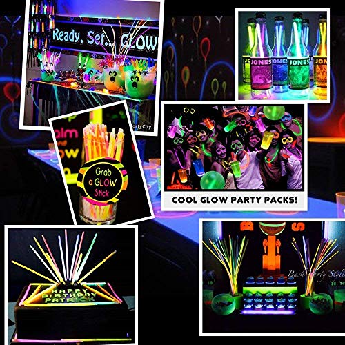 IREGRO Pulseras Luminosas 100pcs de Fiesta 20cm Colores con Conectores para Hacer Glow Sticks Pulseras, Collares, Kits para Crear Gafas Fiestas (100 pcs)