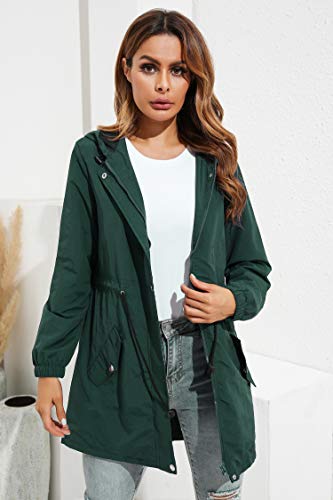 Irevial Abrigos impermeables Cortavientos para Mujer con Capucha Chubasquero mujer impermeables deportivo Chaqueta Abrigo de Viento Largo