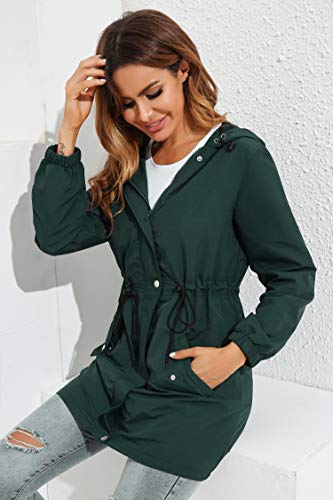 Irevial Abrigos impermeables Cortavientos para Mujer con Capucha Chubasquero mujer impermeables deportivo Chaqueta Abrigo de Viento Largo