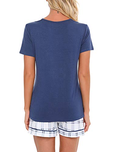 Irevial Conjunto de Pijama Mujer Verano Corta Super Cómoda y Suave, Ropa de Dormir Transpirable para Dormir Tranquila -S-XXL