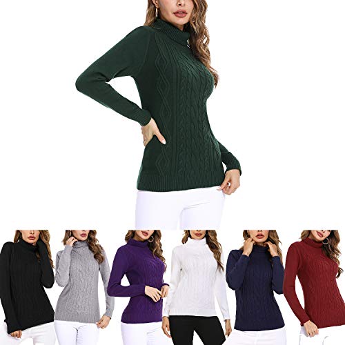 Irevial Jersey Mujer Invierno Cuello Alto, Suéter Mujer Manga Larga Elegante, Pullover Jersey de Punto Mujer Cuello Alto Cálido Turtleneck Sweater para Otoño Invierno