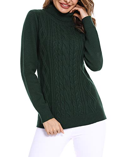 Irevial Jersey Mujer Invierno Cuello Alto, Suéter Mujer Manga Larga Elegante, Pullover Jersey de Punto Mujer Cuello Alto Cálido Turtleneck Sweater para Otoño Invierno