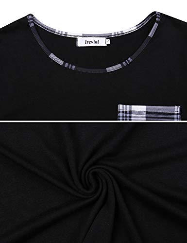 Irevial Mujer Pijamas de Verano, algodón Pijama a Gato,Ropa de Dormir de Manga Corta 2 Piezas,Suave y Cómodo