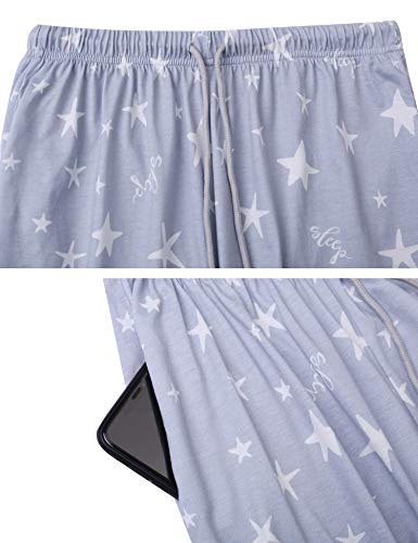 Irevial Pijamas para Mujer,Elegante Pijamas de Estampado de diseño Estrella, Mangas Larga Camiseta y Pantalon Largo 2 Piezas Talla Grande Invierno