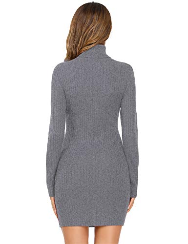 Irevial Vestido Punto Mujer Invierno, Vestido Suéter Mujer Manga Larga de Cuello Alto, Vestido Fiesta Mujer Elegante Casual