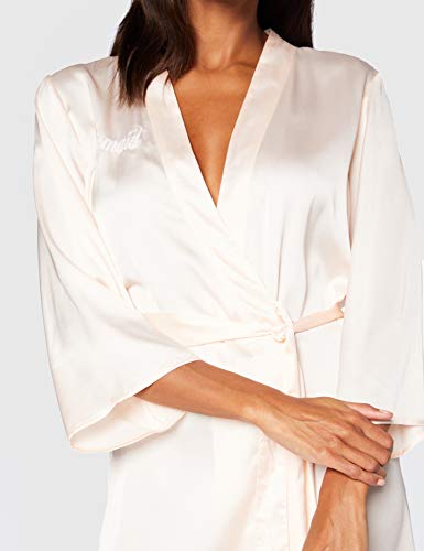 Iris & Lilly Bata Kimono de Algodón Mujer, Rosa (rosa dama de honor), L, Label: L