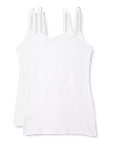 Iris & Lilly BELK024M2 Top de tirantes, Rosa/Blanco (Soft Pink/White), S, Pack de 2