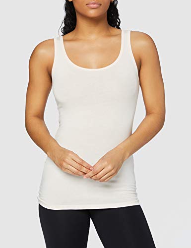 IRIS & LILLY Camiseta de Tirantes de Algodón para Mujer, Pack de 2, 1 x Blanco & 1 x Rosa Claro, Large