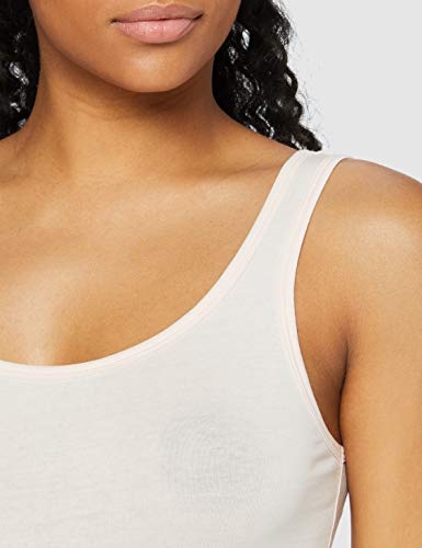 IRIS & LILLY Camiseta de Tirantes de Algodón para Mujer, Pack de 2, 1 x Blanco & 1 x Rosa Claro, X-Small