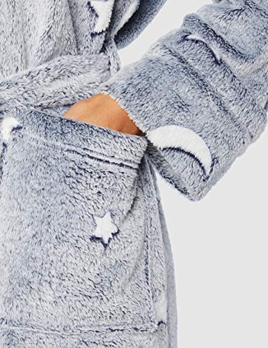 Iris & Lilly Pantalón Corto de Pijama de Felpa Mujer, Azul (Navy Star), XS, Label: XS