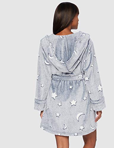 Iris & Lilly Pantalón Corto de Pijama de Felpa Mujer, Azul (Navy Star), XS, Label: XS