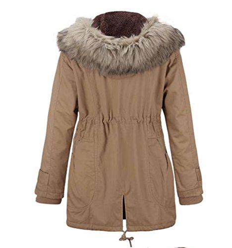 ISSHE Parkas Largos con Capucha Largas Abrigos Mujer Anorak Acolchado Chaquetas Cazadoras Abrigo para Dama Militar Chaquetones Invierno Señora Parka Chica Elegantes Caqui 2XL