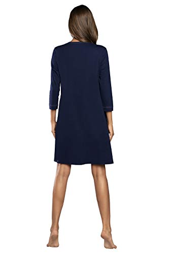 Italian Fashion IF Camisón de noche para mujer, para lactancia, embarazo, maternidad, ropa de noche, moda premamá con botones continuos, camisa de nacimiento para madre azul oscuro S