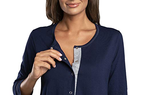 Italian Fashion IF Camisón de noche para mujer, para lactancia, embarazo, maternidad, ropa de noche, moda premamá con botones continuos, camisa de nacimiento para madre azul oscuro S