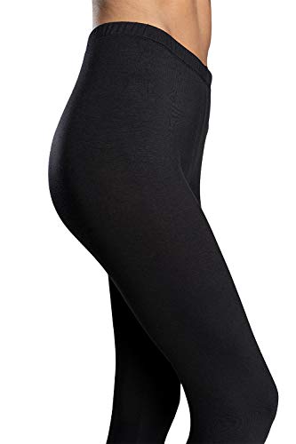 Italian Fashion IF Leggings 3/4 para mujer de dos piezas, de viscosa, elegante, sexy, cómodo pijama de verano Negro L