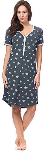 Italian Fashion IF Premamá Camisón Premamá Lactancia Mujer C492T 0111 (S, Grafito/Azul)