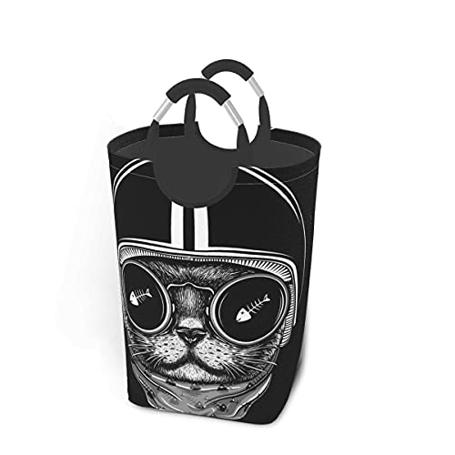 IUBBKI Good Night Sleeping Cat Pijamas Cesto de ropa Cesto de ropa Bolsa plegable compacta y plegable Decoración para el dormitorio del hogar Sala de guardería cuadrada Organizador de juguetes Almacen