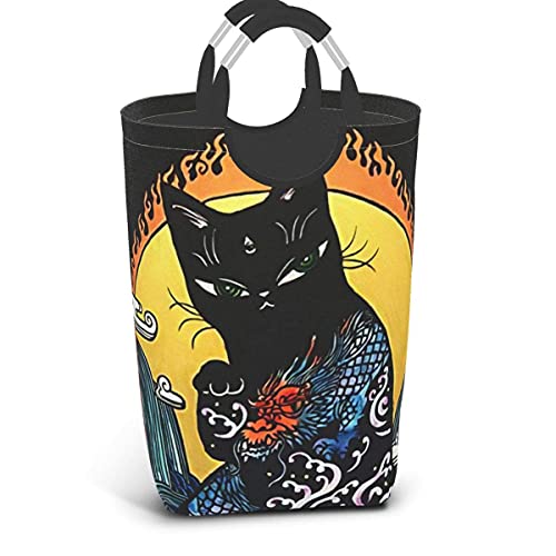 IUBBKI Good Night Sleeping Cat Pijamas Cesto de ropa Cesto de ropa Bolsa plegable compacta y plegable Decoración para el dormitorio del hogar Sala de guardería cuadrada Organizador de juguetes Almacen