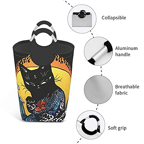 IUBBKI Good Night Sleeping Cat Pijamas Cesto de ropa Cesto de ropa Bolsa plegable compacta y plegable Decoración para el dormitorio del hogar Sala de guardería cuadrada Organizador de juguetes Almacen