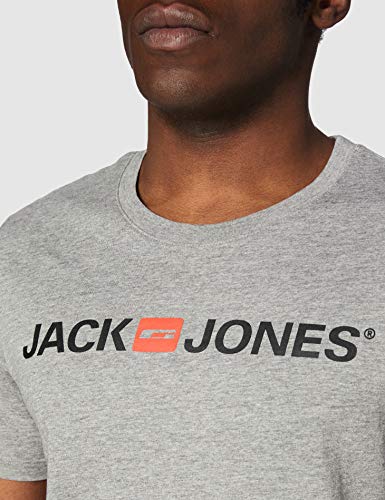 Jack & Jones Jjecorp Logo tee SS Crew Neck Noos Camiseta, Gris (Light Grey Melange Detail: Slim Fit - Melange), Large para Hombre