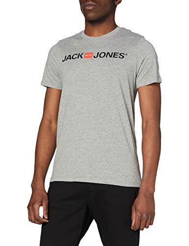 Jack & Jones Jjecorp Logo tee SS Crew Neck Noos Camiseta, Gris (Light Grey Melange Detail: Slim Fit - Melange), Large para Hombre