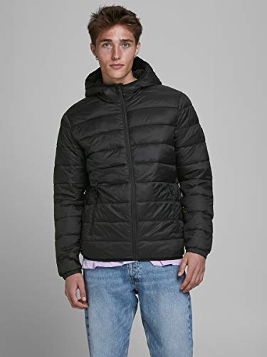 Jack & Jones JJEMAGIC Puffer Hood STS Chaqueta, Negro, L para Hombre