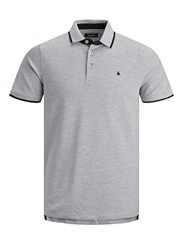 Jack & Jones Jjepaulos Polo SS Noos, Gris (Light Grey Melange Detail: Slim Fit - Melange), Large para Hombre