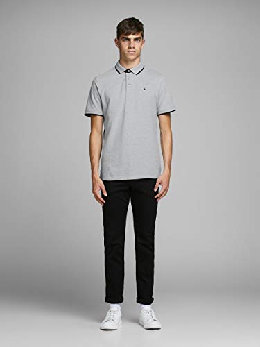 Jack & Jones Jjepaulos Polo SS Noos, Gris (Light Grey Melange Detail: Slim Fit - Melange), Large para Hombre