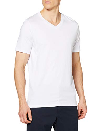 Jack & Jones Jjeplain tee SS V-Neck Noos Camiseta, Blanco (White Detail: Slim Fit), Large para Hombre
