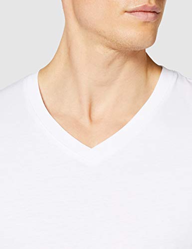 Jack & Jones Jjeplain tee SS V-Neck Noos Camiseta, Blanco (White Detail: Slim Fit), Medium para Hombre