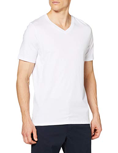 Jack & Jones Jjeplain tee SS V-Neck Noos Camiseta, Blanco (White Detail: Slim Fit), Medium para Hombre