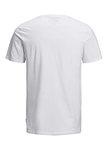 Jack & Jones Jjepocket tee SS O-Neck Noos Camiseta, Blanco (White Detail: Slim Fit), Large para Hombre