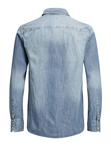 Jack & Jones Jjesheridan Shirt L/s Camisa Vaquera, Azul (Medium Blue Denim Fit:Slim), Large para Hombre