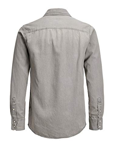 Jack & Jones Jjesheridan Shirt L/s Camisa Vaquera, Gris (Light Grey Denim Fit:Slim), X-Large para Hombre