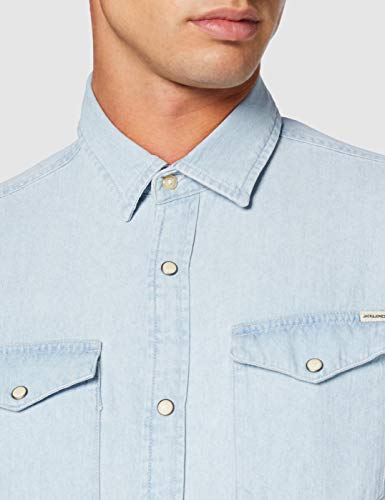 Jack & Jones Jjesheridan Shirt L/s Noos Camisa, Mezclilla Azul Claro, XL para Hombre