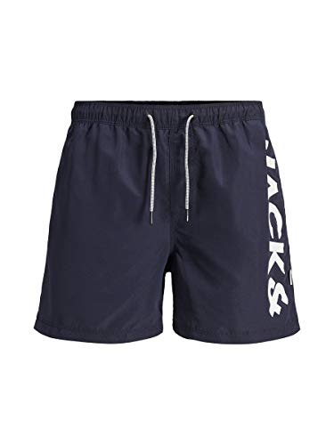 Jack & Jones Jjiaruba Jjswimshorts AKM Jones STS Bañador para Hombre, Azul Marino, S