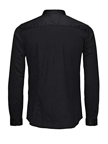 Jack & Jones Jjprparma Shirt L/s Noos Camisa, Schwarz (Black/Super Slim), L para Hombre